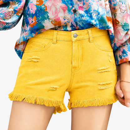 Super Special Offer!Womens Mid Rise Stretchy Cut Off Frayed Denim Shorts Ripped Summer Casual Beach Vacation Clothes