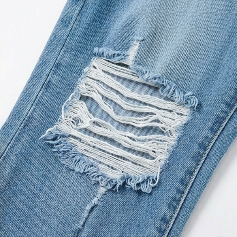 Women's Plus Size Distressed Washed Ripped High-Waisted Capri Frayed Hem Jeans, Drawstring Waist Denim Cropped Pants, Y2K Summer Streetwear Bottoms for Daily Wear, Comfortable Slim Fit Casual Trousers