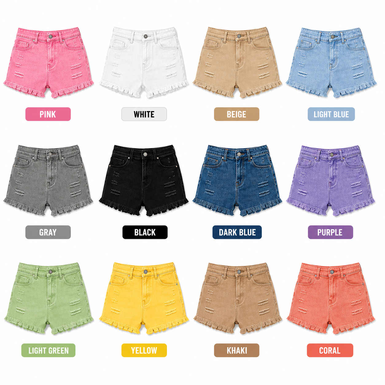 Super Special Offer!Womens Mid Rise Stretchy Cut Off Frayed Denim Shorts Ripped Summer Casual Beach Vacation Clothes