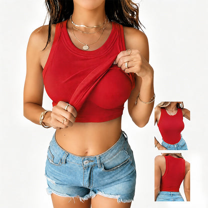 ☀️Summer Hot Sale｜Lulu Ebb Dupe Thick Ribbed Tank ✨Built-In Removable Bra 8-Pack