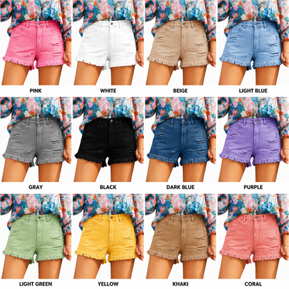 Super Special Offer!Womens Mid Rise Stretchy Cut Off Frayed Denim Shorts Ripped Summer Casual Beach Vacation Clothes