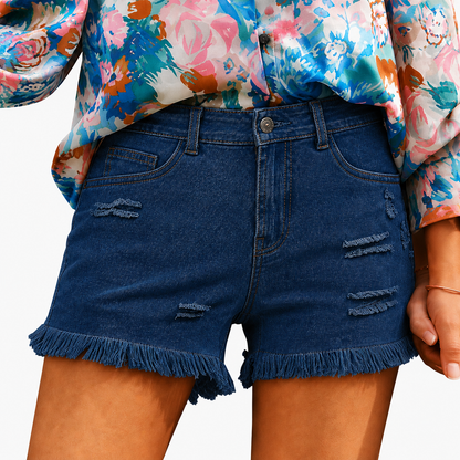 Super Special Offer!Womens Mid Rise Stretchy Cut Off Frayed Denim Shorts Ripped Summer Casual Beach Vacation Clothes