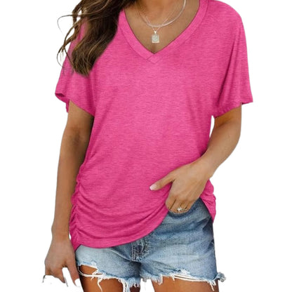 ✨Women’s Casual V-Neck Short Sleeve Shirt | Ultra Stretchy, Figure-Hugging Cut & All-Season Comfort💗