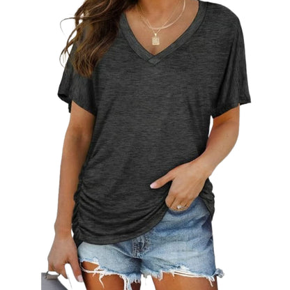 ✨Women’s Casual V-Neck Short Sleeve Shirt | Ultra Stretchy, Figure-Hugging Cut & All-Season Comfort💗