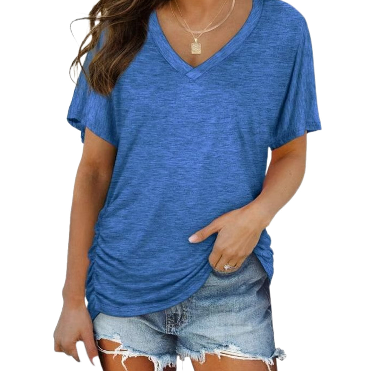 ✨Women’s Casual V-Neck Short Sleeve Shirt | Ultra Stretchy, Figure-Hugging Cut & All-Season Comfort💗