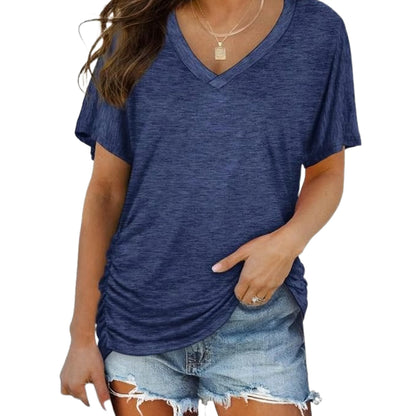 ✨Women’s Casual V-Neck Short Sleeve Shirt | Ultra Stretchy, Figure-Hugging Cut & All-Season Comfort💗