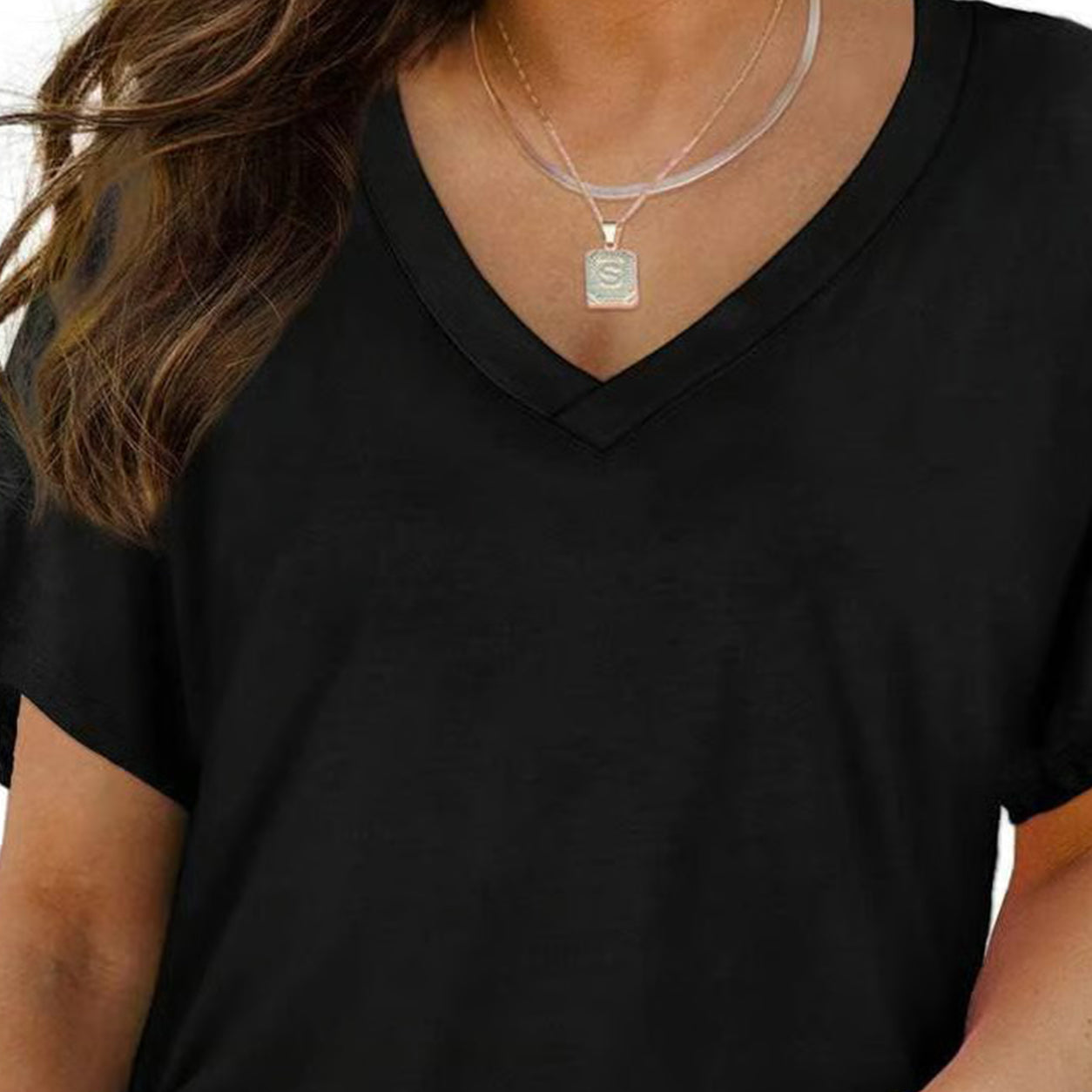 ✨Women’s Casual V-Neck Short Sleeve Shirt | Ultra Stretchy, Figure-Hugging Cut & All-Season Comfort💗