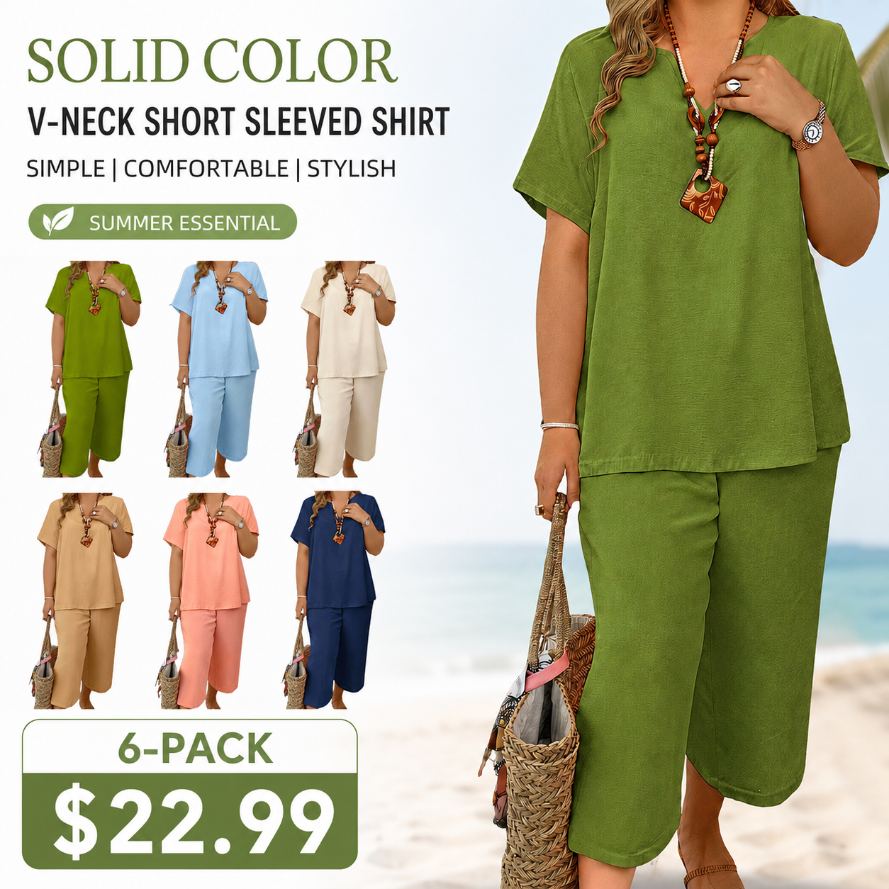 Effortless Comfort™ Lounge Set – Short Sleeve Top & Wide Leg Pants