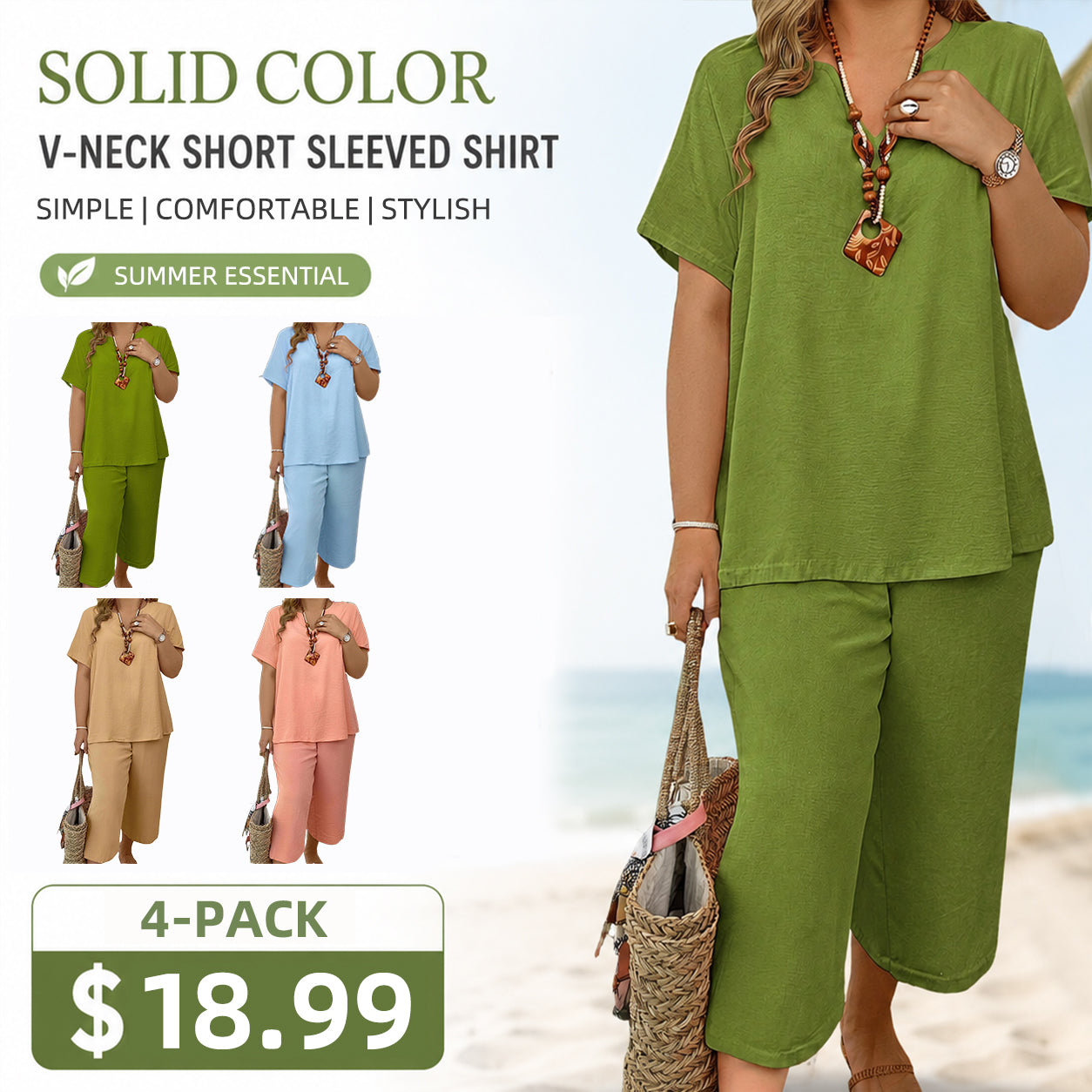 Effortless Comfort™ Lounge Set – Short Sleeve Top & Wide Leg Pants